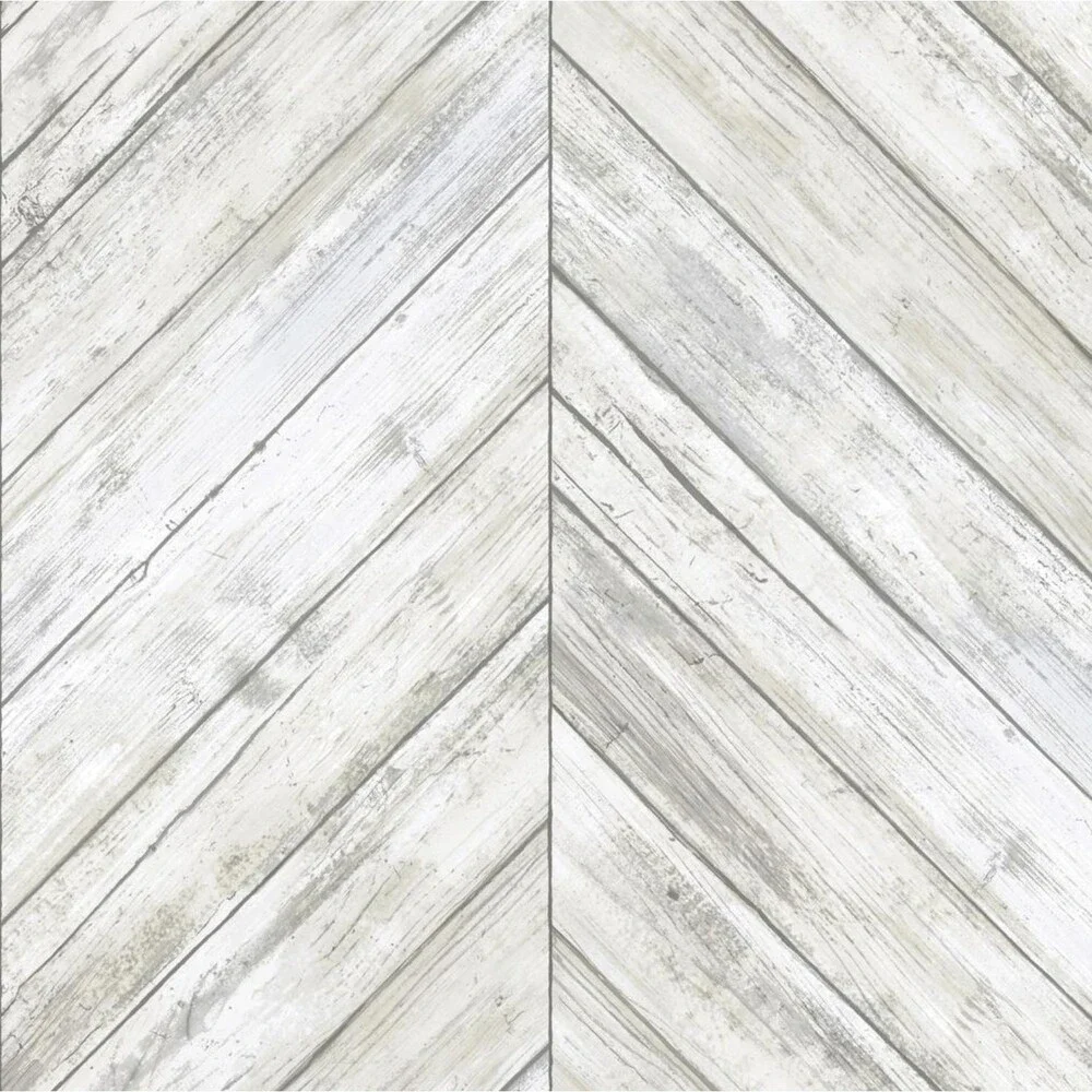 RoomMates Peel & Stick Wallpaper Herringbone Wood Shiplap Boards Chevron White